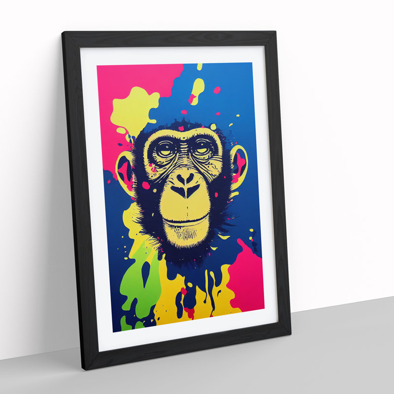 XV1022-4099X Splashed Monkey No.2 Abstract - Single Picture Frame Painting, Black, 64cm H x 46cm W x 2cm D