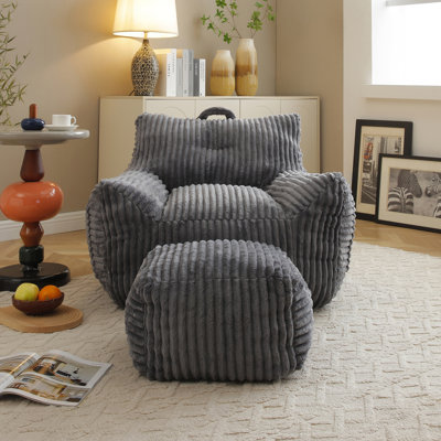 Fauteuil à billes en peluche pour adultes avec accoudoirs et repose-pieds Giant Plush