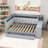 Full Size Upholstered Daybed with Built-in Desk, Shelves, LED Lighting and Charging Station-207132249