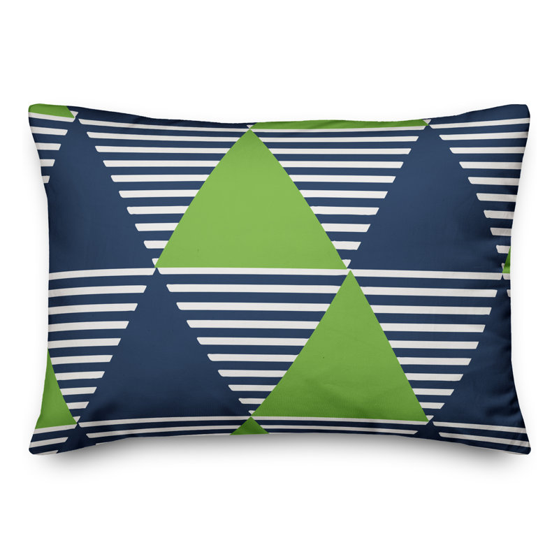 Chevron Outdoor Throw Pillow, Polyester/Polyfill, Navy/Green