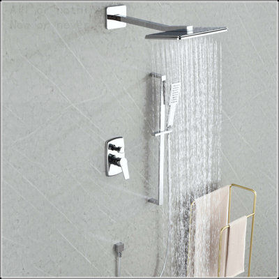 Wall Mounted Rain Shower System with Handheld and Slide Bar