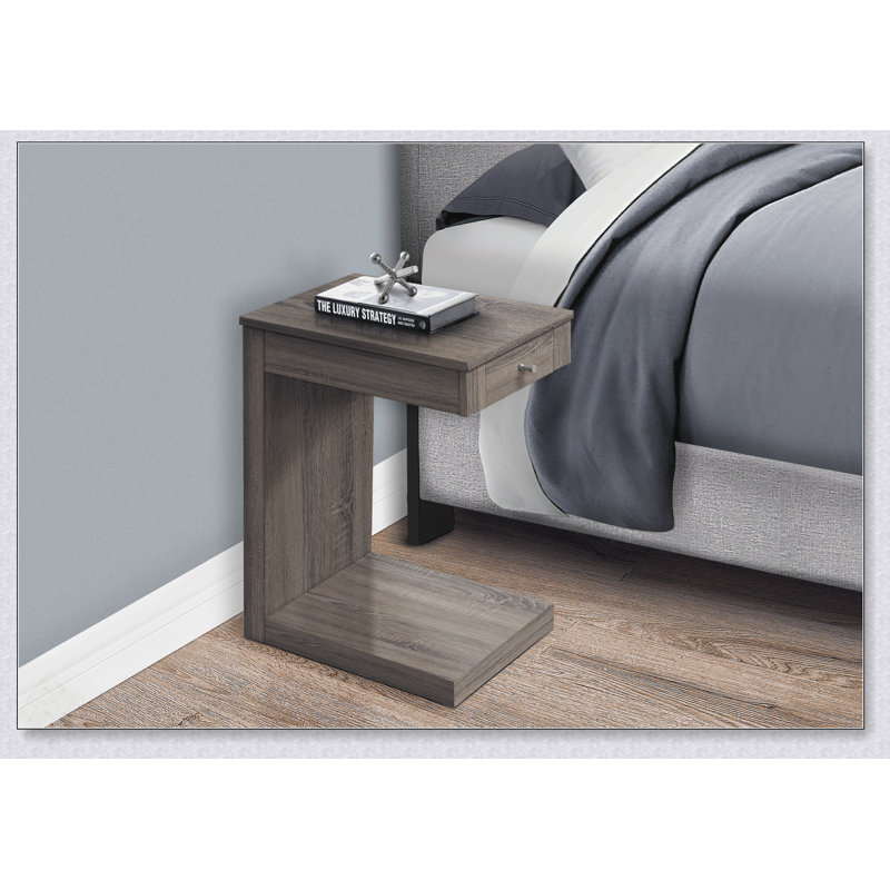 Table d'appoint en forme de C avec tiroir de rangement pour le salon et la chambre à coucher, parfaite pour les collations et l'organisation.