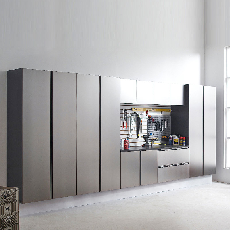 Series Wood Utility Storage Garage Cabinet In Metallic / Series Wall Mounted Wood Utility Storage Garage Cabinet In Metallic (32 In W X 72 In H X 20 In D)