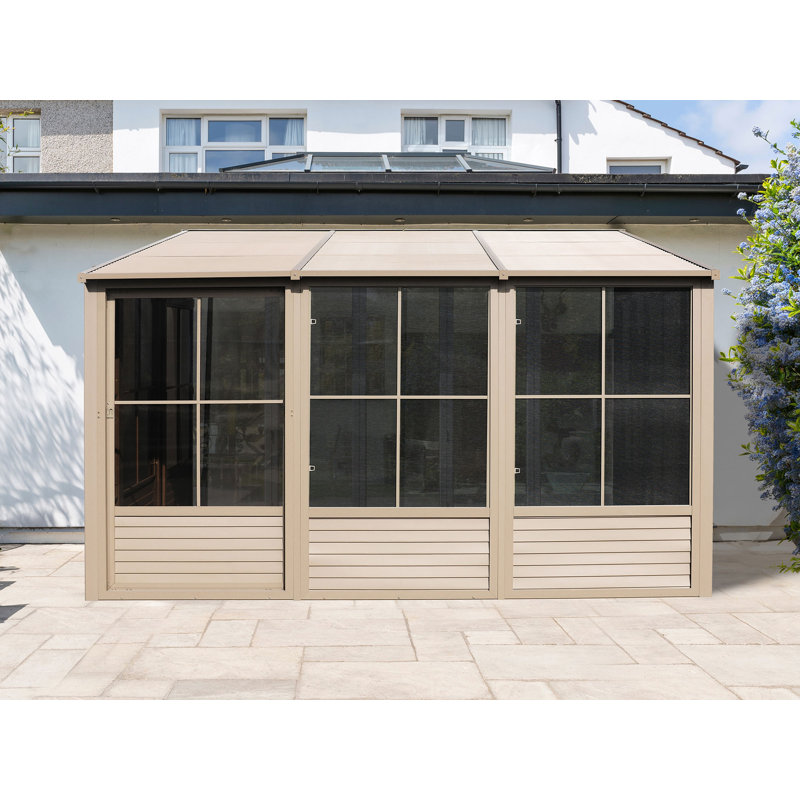 Florence Wall-Mounted Solarium with Metal Roof, Slate, 8' x 12'