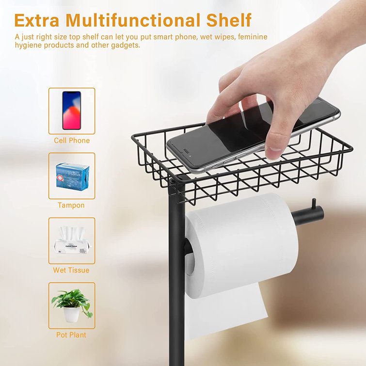 Heavy Duty Free Standing Toilet Paper Holder Stand, Tissue Paper Roll Holder