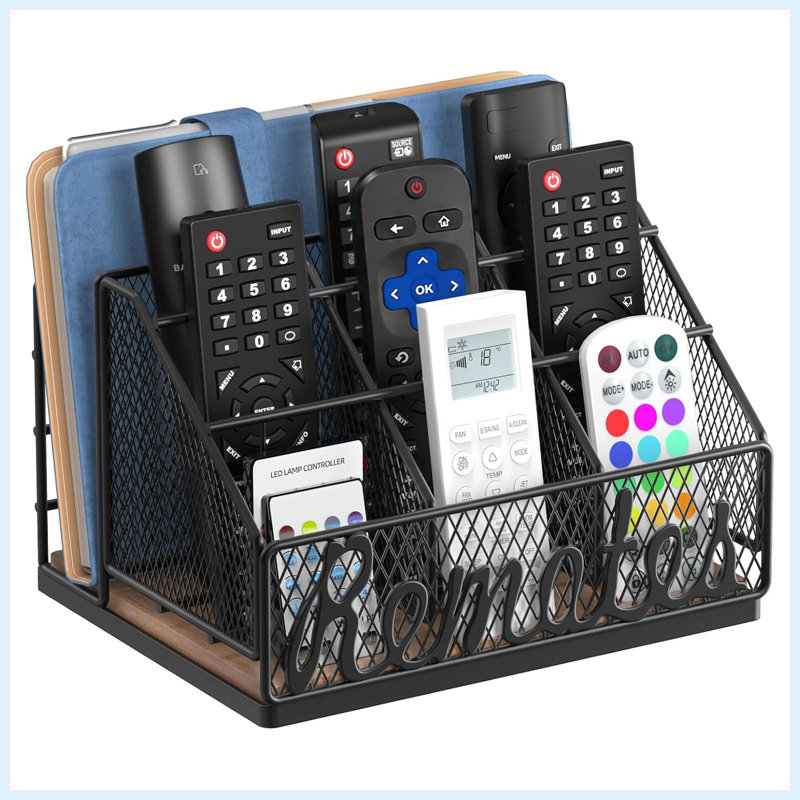 Support de télécommande de style ferme à 9 emplacements, brun et noir