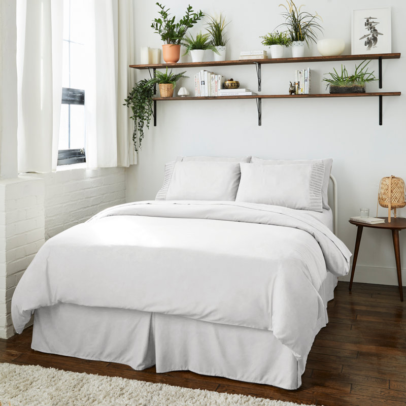 Ensemble de housse de couette 3 pièces avec 2 taies décoratives en rayonne de bambou Bamboo Living, Blanc