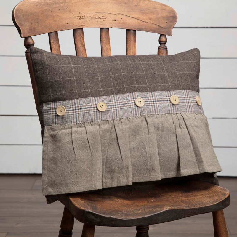 Coussin lombaire en coton à carreaux