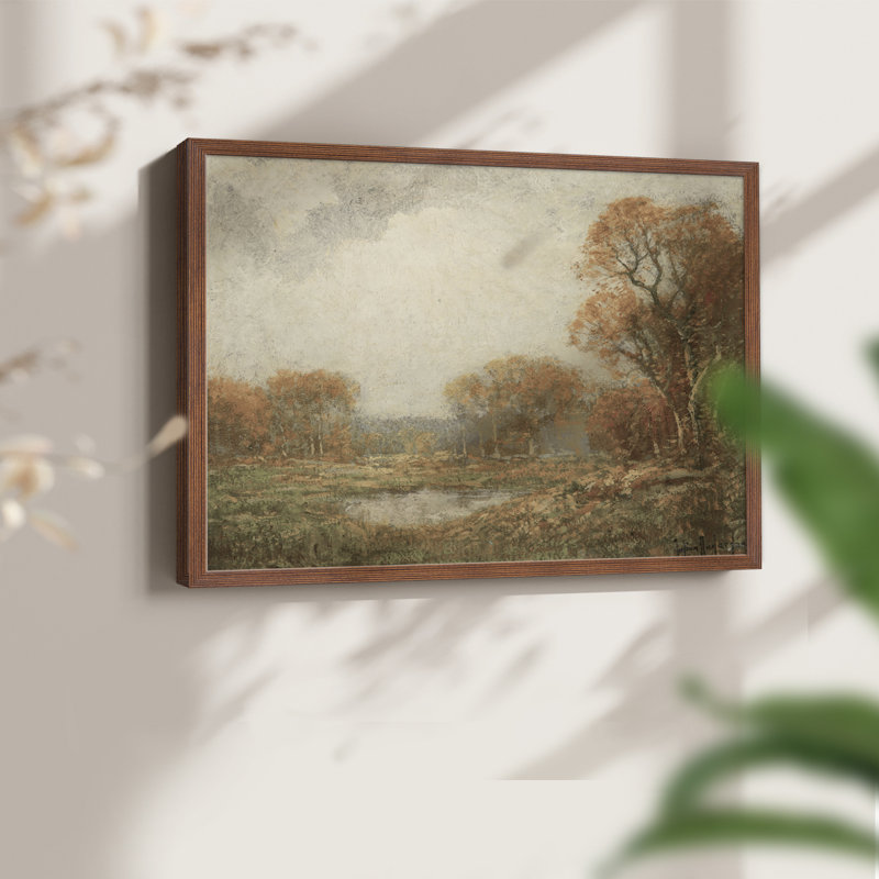 Paysages rétro-DCIV - reproduction encadrée, H 22 po x l 28 po, Noyer