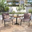  Ensemble de 4 chaises de patio avec accoudoirs en tissu respirant et cadre en métal brun