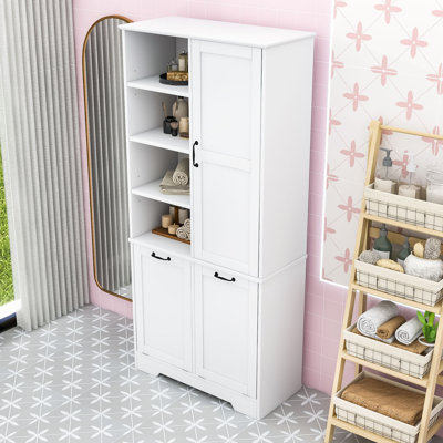 Stylish Tall Storage Cabinet with Ample Storage Space, Durable MDF Construction