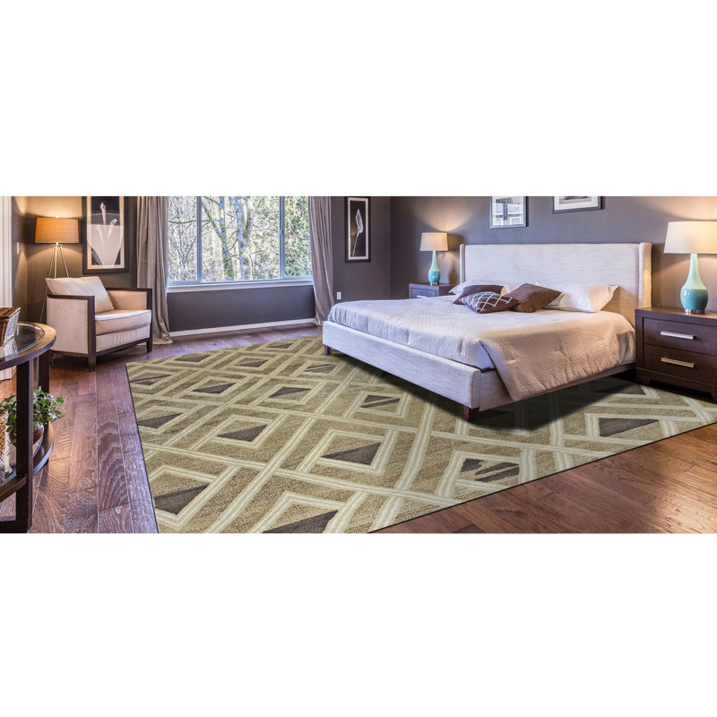 Linen Geometric Area Rug, Rectangle 3' x 5'