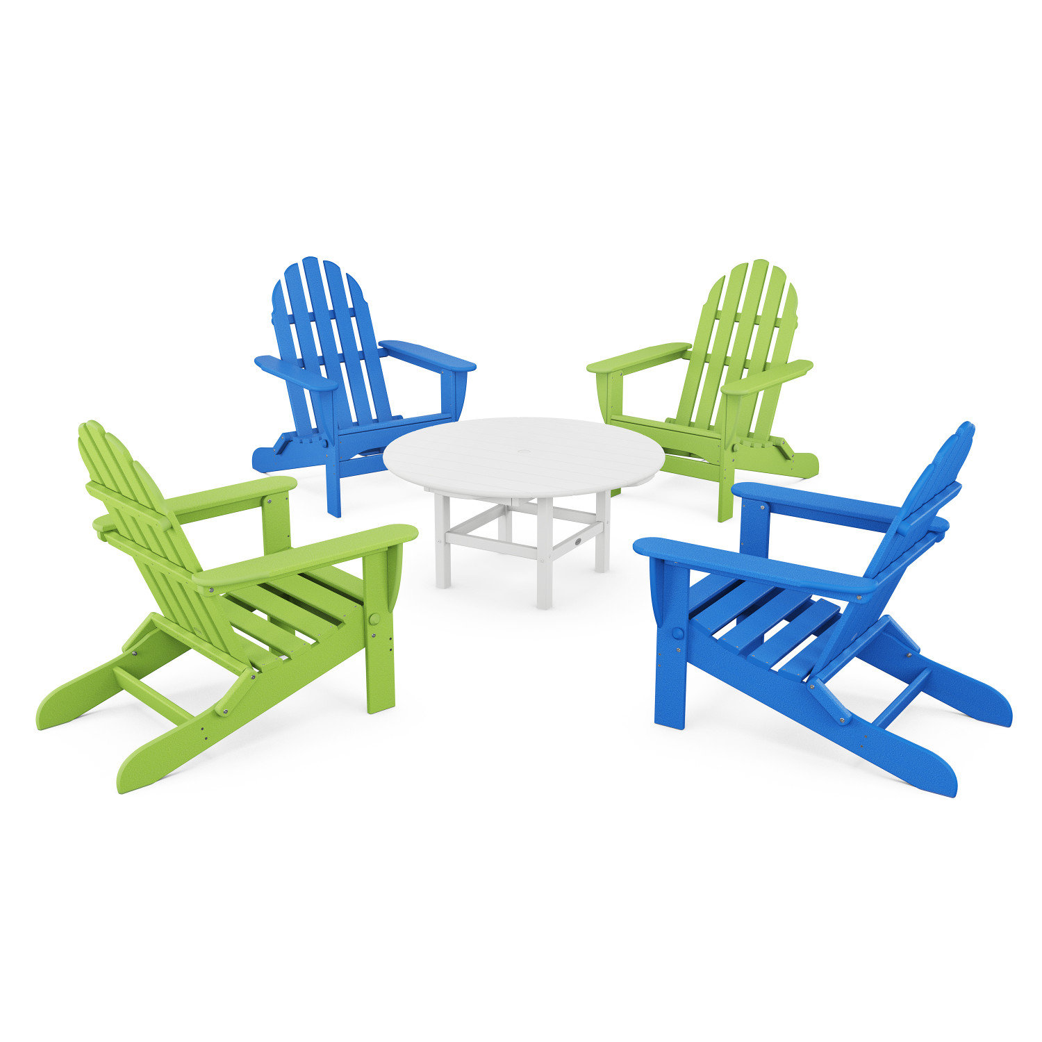 POLYWOOD® Classic Adirondack 4-Person Patio Seating Group, Pacific Blue/Green