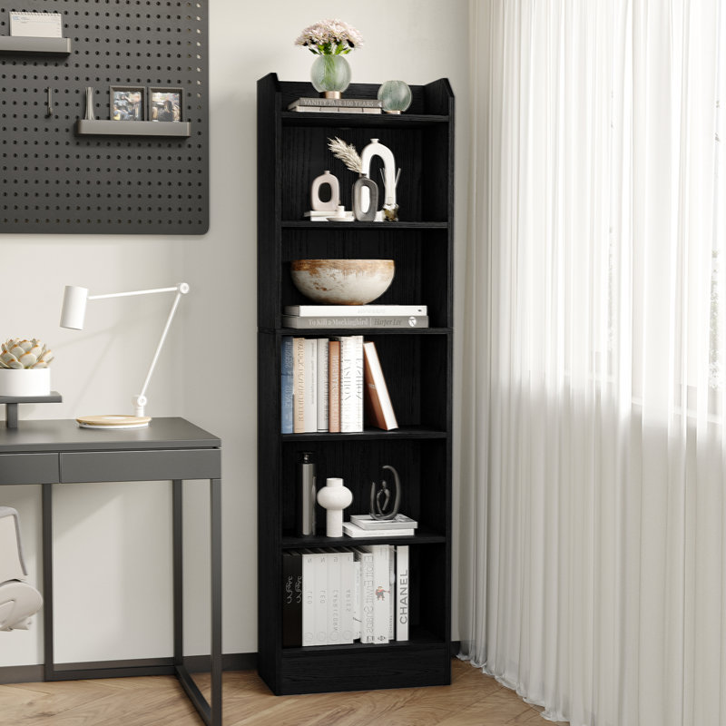 Bookcase, 6-Tier/7-Tier Narrow Tall Bookshelf, Wooden Bookshelf with Adjustable Shelf, Open Storage Shelf for Bedroom, Living Room, Home Office 