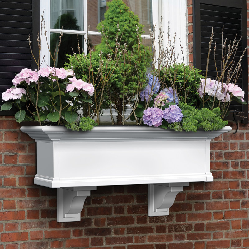 Anand Resin Window Box with Water Reservoir, 10" H x 36" W x 12" D, White