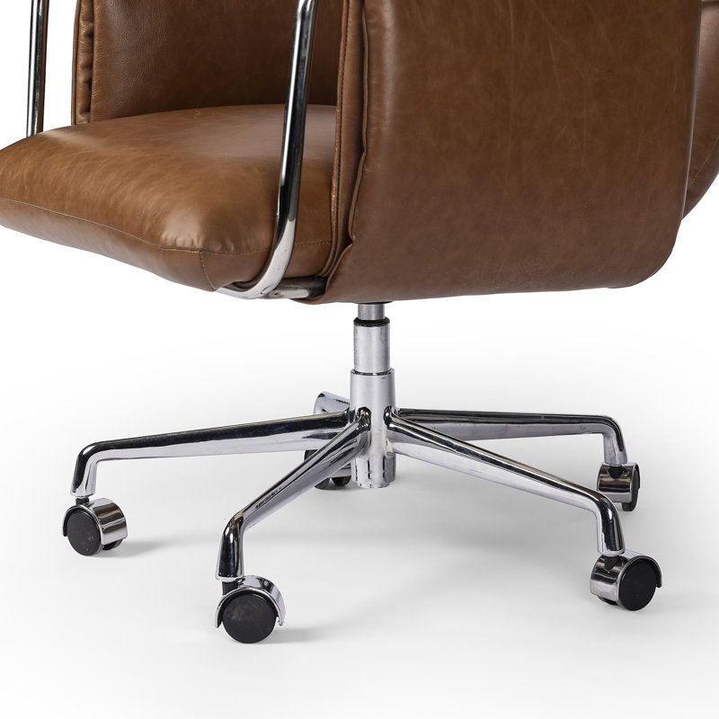 Sherman Leather Swivel Office Chair, Chestnut