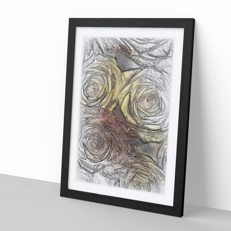 View of the Roses in Abstract - Picture Frame Graphic Art Print, 91cm H x 60cm W x 2cm D, Black