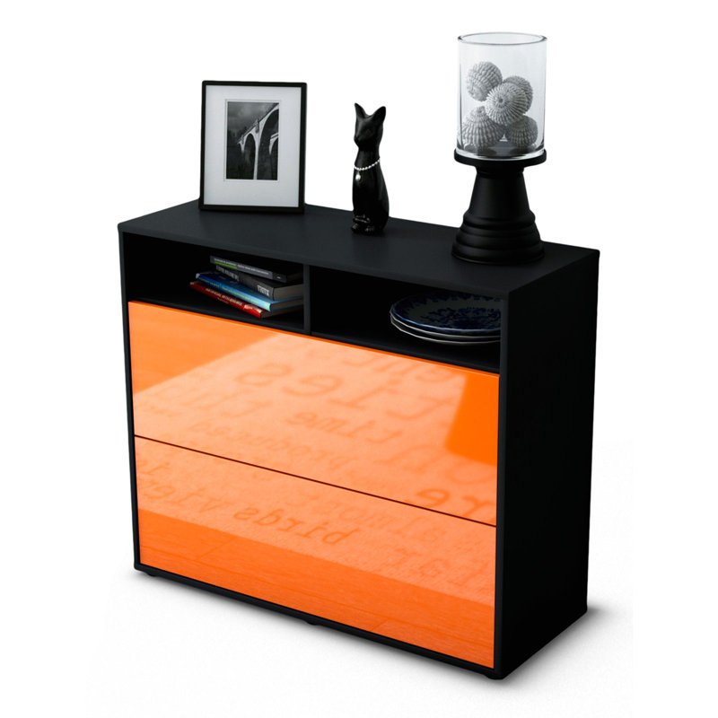 Quarry 92cm Sideboard, Anthracite/High-gloss orange