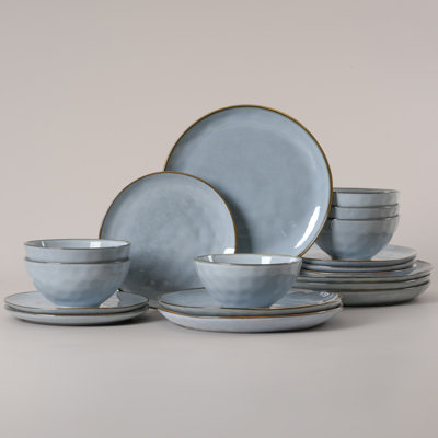 Ensemble de vaisselle 18 pièces, service de vaisselle en grès (ensemble de 6)