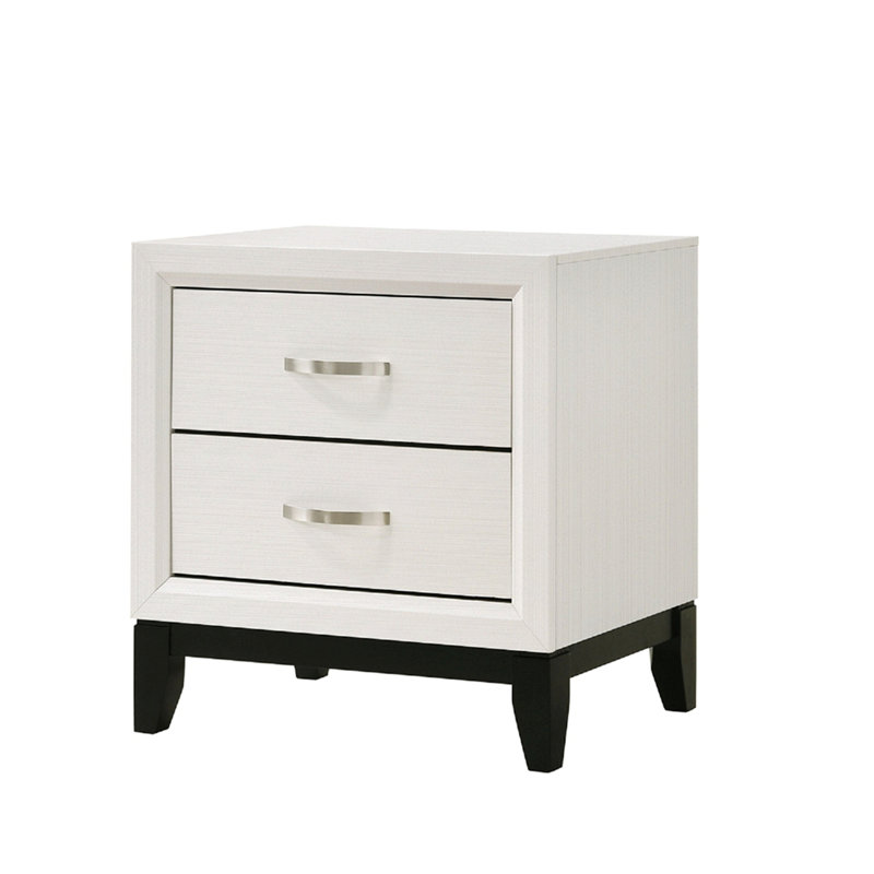 Table de chevet 2 tiroirs Braylea, Blanc