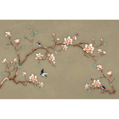 Idées murales murales pour chambre à coucher, style chinois, 5 autocollants muraux amovibles à peler et coller_CHINEZ_1912_Y05