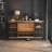 55"W Sideboard Cabinett with Sliding Barn Doors, Coffee Bar Cabinet with Wine Racks, Buffet Cabinet Table with LED Lights-1257371684