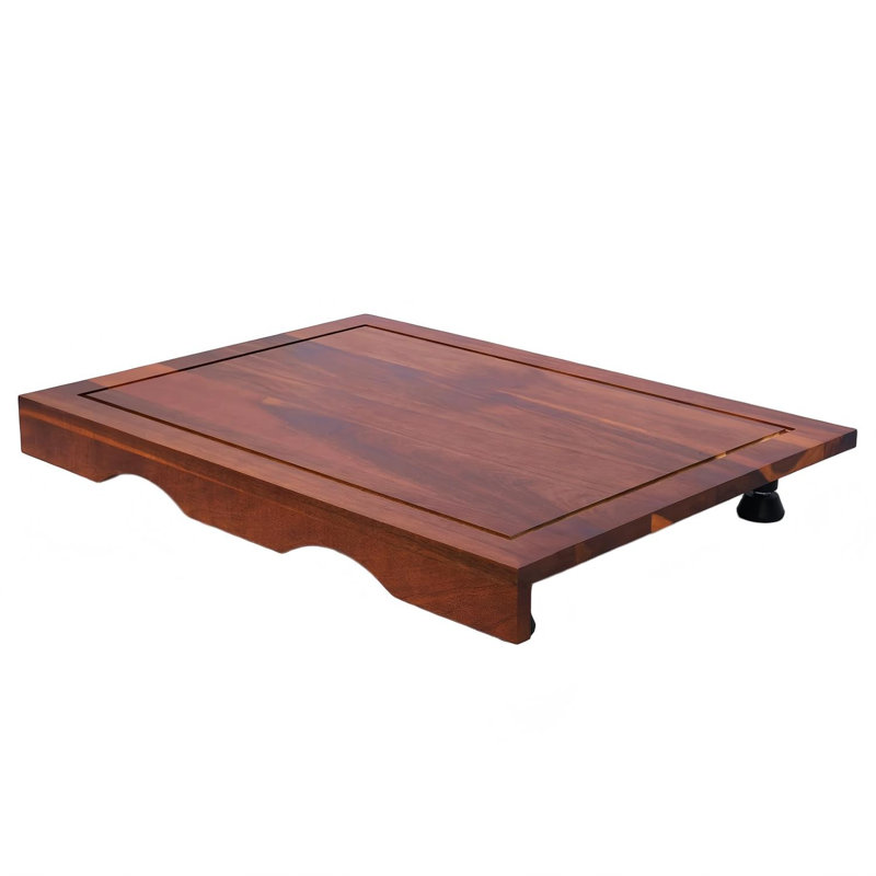 Couvercle de poêle en bois d'acacia, électrique, cuisinière à gaz, planche à découper surélevée avec pieds réglables, rainures de jus