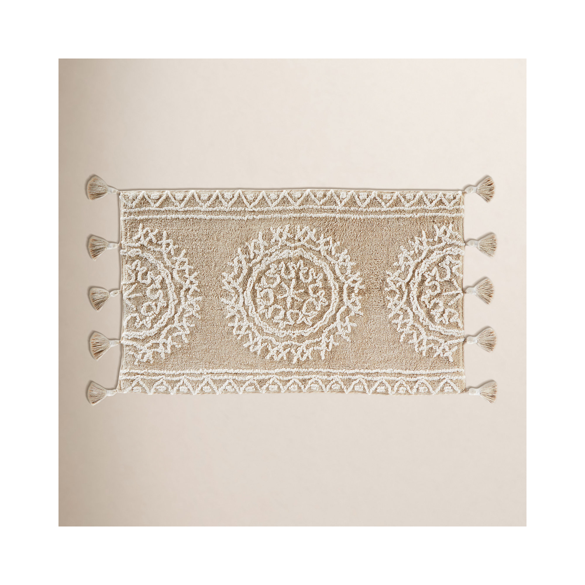 Etta Cotton Non-Slip Bath Rug, Tan, 24" W x 40" L
