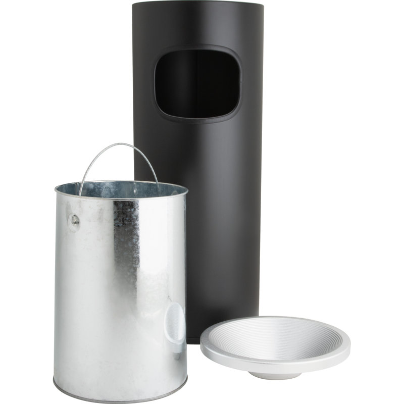 Poubelle 3 gallons fire safe cendrier, Noir / aluminium
