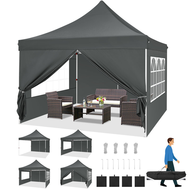 9.5 Ft. W x 9.5 Ft. D Pop-Up Canopy, Grey