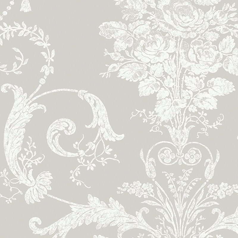 Laura Ashley Josette Wallpaper Roll, White/Dove Gray