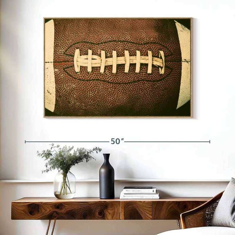 Vieux football, Cadre flottant en bois naturel, 40 po x 27 po