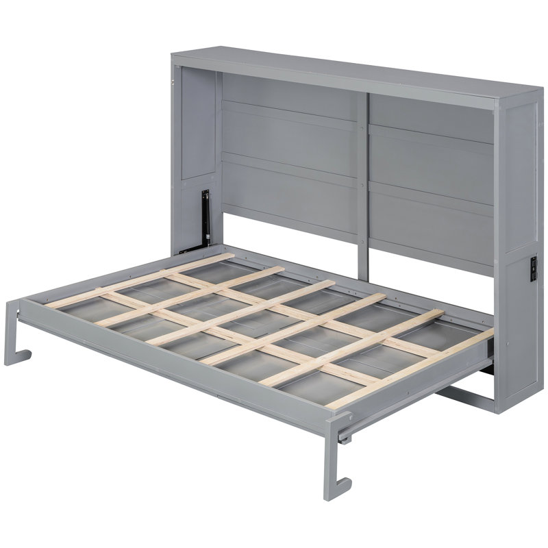 Lit double mural gris, confortable et peu encombrant