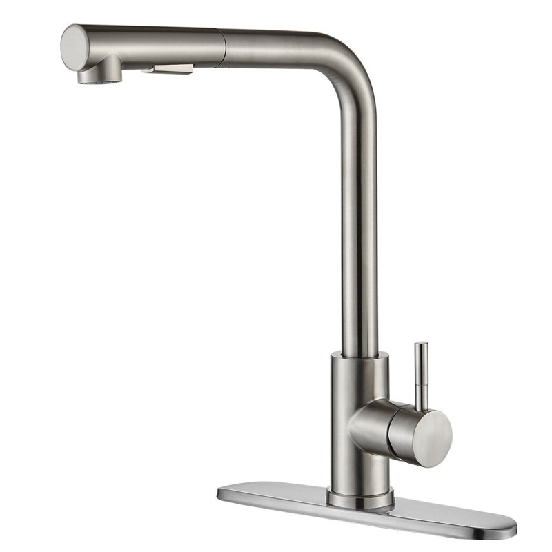 Robinet de cuisine rétractable à poignée simple avec accessoires