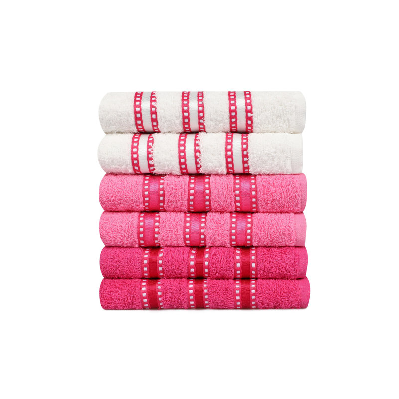 Ensemble de serviettes 6 pièces Ayisha, Rose / blanc