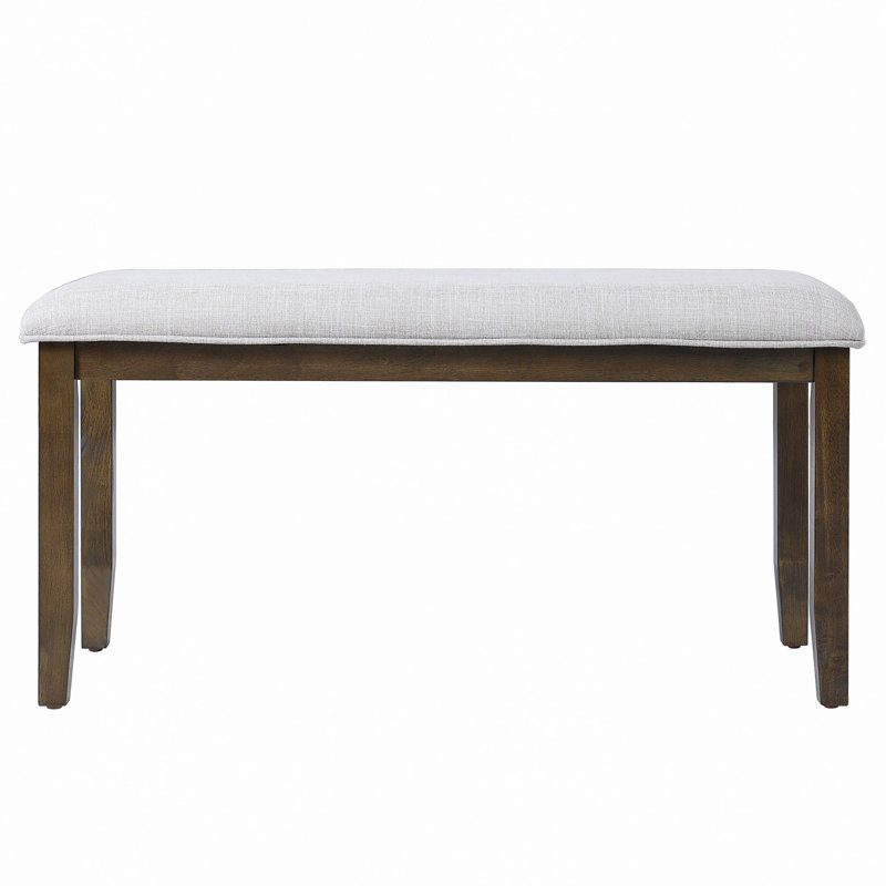 38 Inch Upholstered Bench with Padded Seat and Solid Wood Legs for Bedroom, Entryway and Dining Room, Beige and Brown, Brown