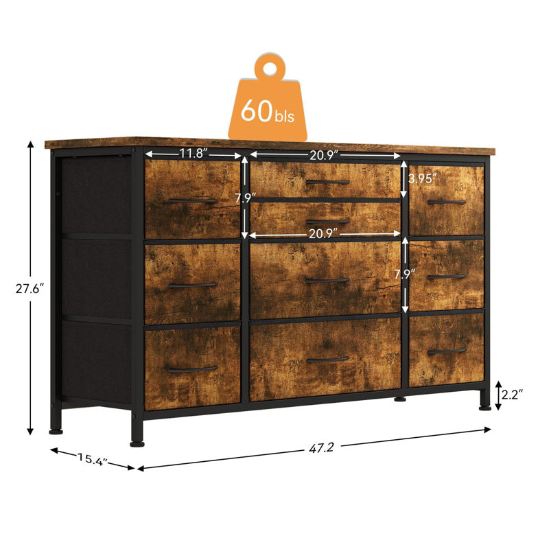 Commode 10 tiroirs, Brun
