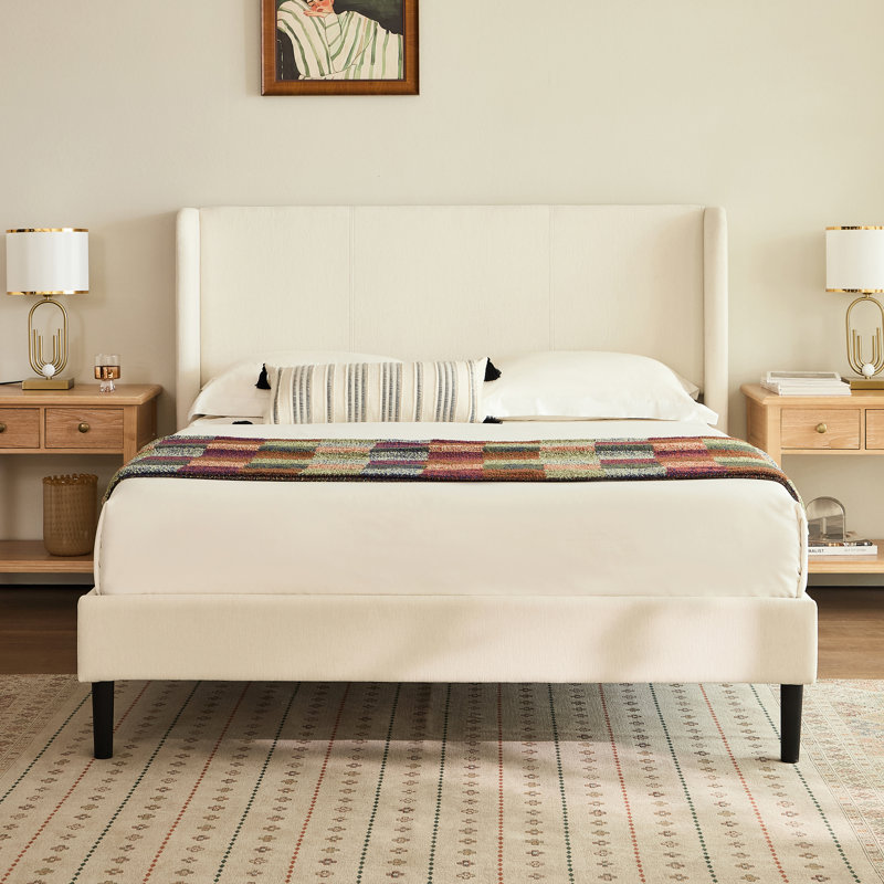 Linda Upholstered Wingback Bed, King