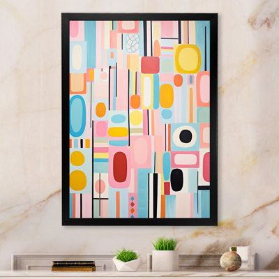 Pink Mid Century Playful Patterns V - Print on Canvas