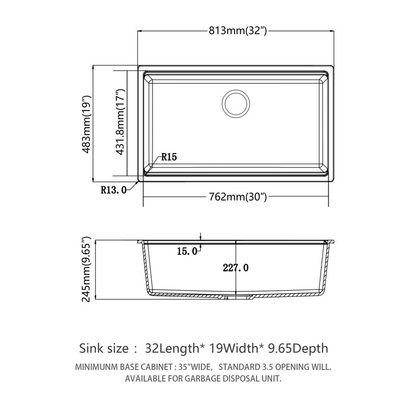 Quartz Kitchen Sink - 32" X 19" X 9.65" Black Granite Composite Workstation Undermount Kitchen Sink, Black