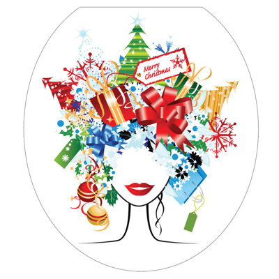 Adhésif décoratif pour siège de toilette de Noël - housse de couvercle en vinyle antistatique