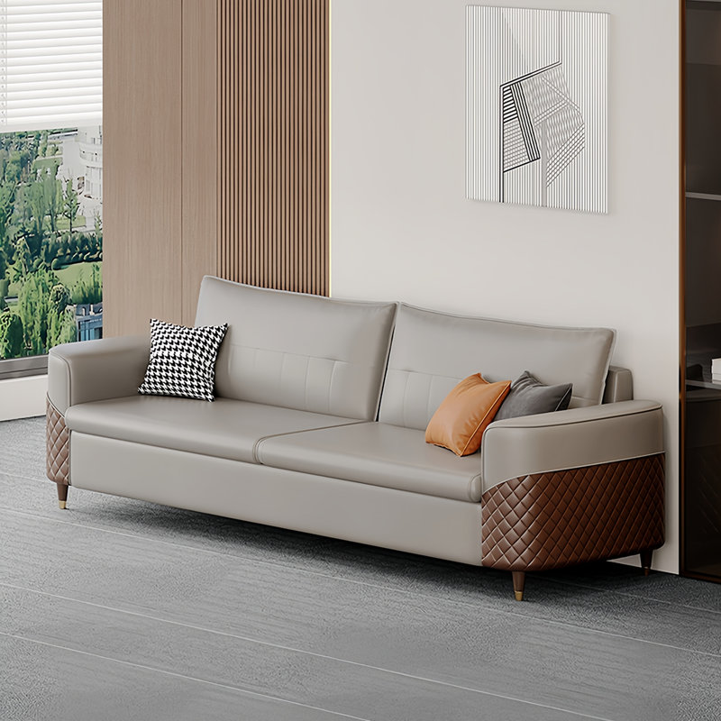 Raisha, Similicuir gris pâle, H 34,65 po x l 80,71 po x P 33,46 po