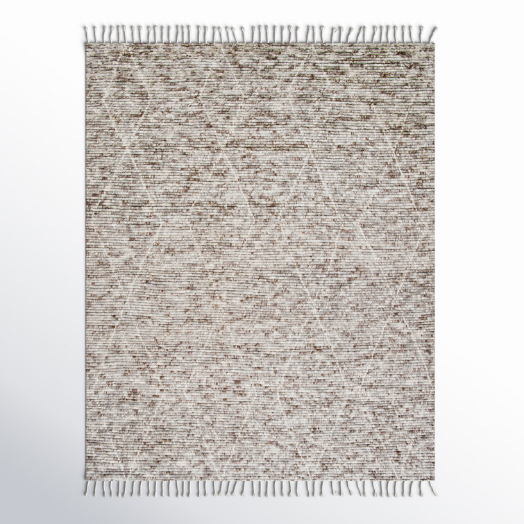 Talon Geometric Hand-Knotted Wool Area Rug in Gray/Brown
