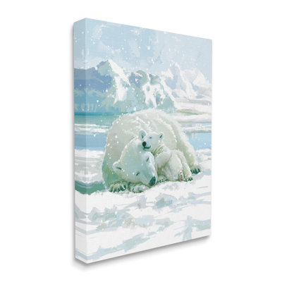 Au-848-Canvas Polar Bears Cuddling Snowy Scene On Canvas by Pip Wilson Painting -  Stupell Industries, au-848_cn_24x30