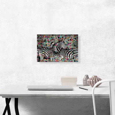 Zèbres Modern Art Dots Home Decor - reproduction d'art sur toile tendue