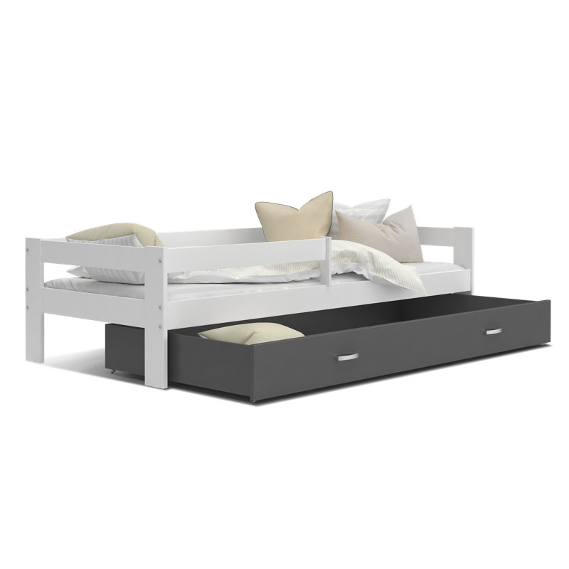 European Toddler (80 x 160cm) Drawer Bed, No, White/Grey