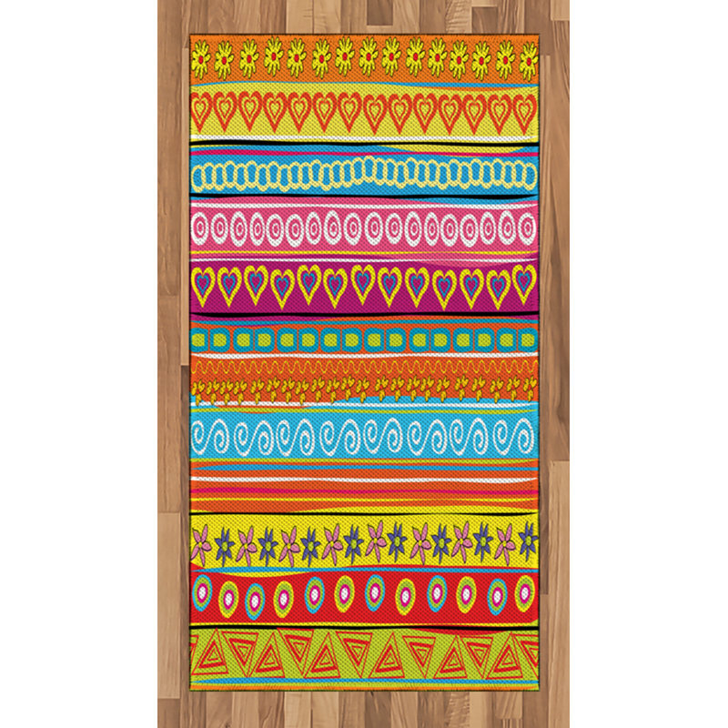 Tapis décoratif coloré en fibres de polyester à haute densité, Rectangle 2 pi 7 po x 5 pi
