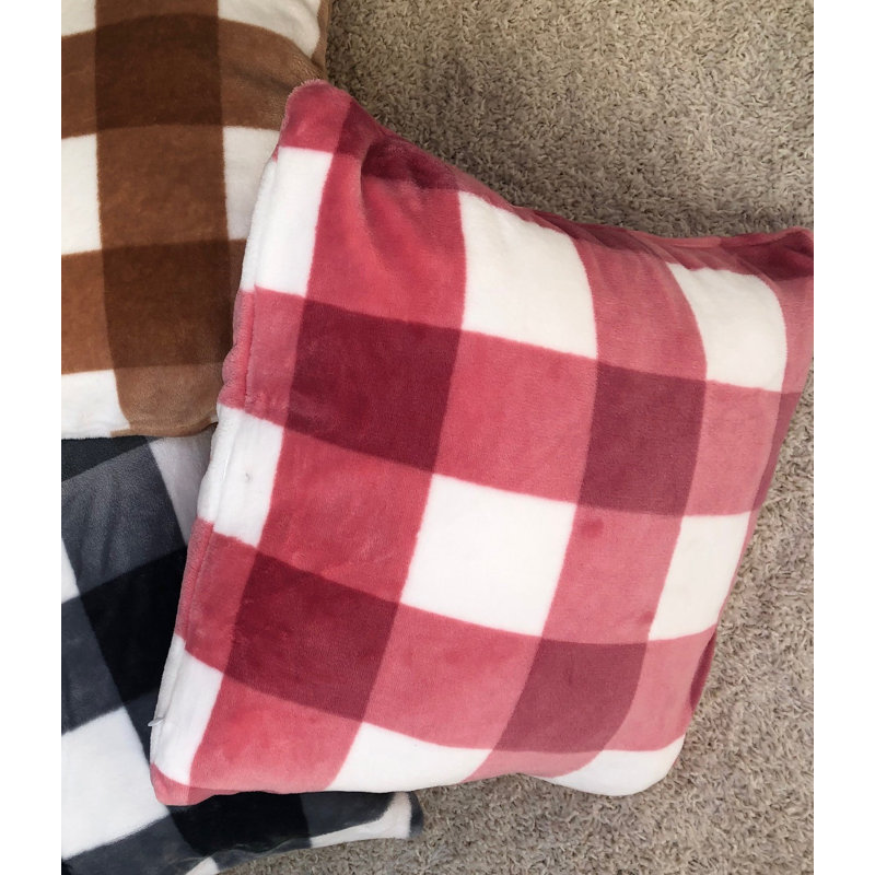 Karo Plaid Square Cushion, Red