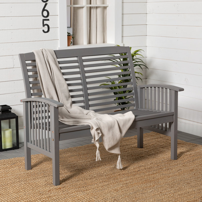 Solid Wood Acacia Outdoor Bench, Grey Wash