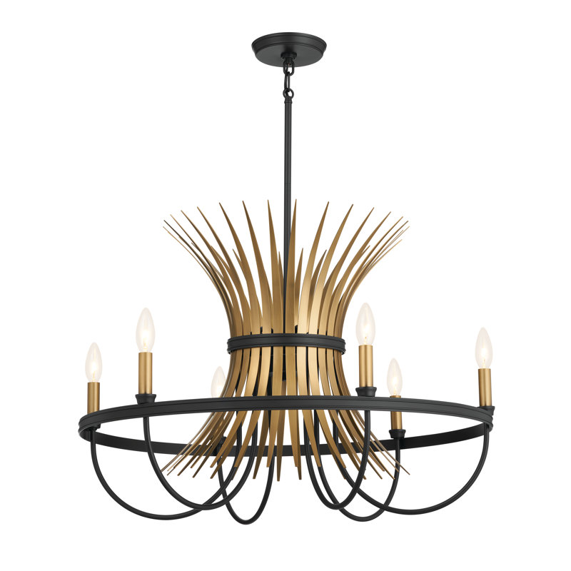 6 - Light Dimmable Round / Oval Chandelier, Black